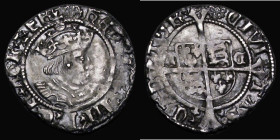 Halfgroat Henry VIII Second Coinage, Canterbury Mint, Archbishop Cranmer, TC beside shield, S.2345, mintmark Catherine Wheel both sides, legend weak i...
