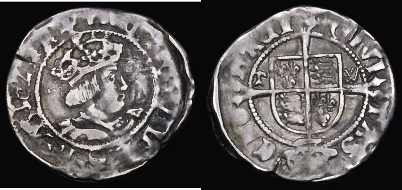 Halfgroat Henry VIII Second Coinage, York Mint, Archbishop Wolsey, TW beside shi...
