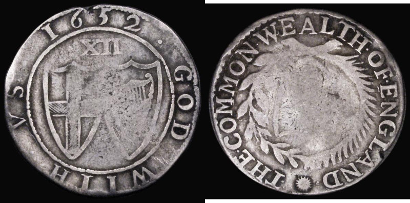 Shilling Commonwealth 1652 Extra Stop in COMMON . WEALTH, ESC 986C, Bull 105, VG...