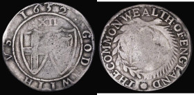 Shilling Commonwealth 1652 Extra Stop in COMMON . WEALTH, ESC 986C, Bull 105, VG/Near Fine, weakly struck in the centre