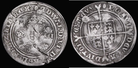Shilling Edward VI Fine Silver Issue S.2482 mintmark Tun, countermarked M C on the obverse, 5.39 grammes, VG plugged with some surface cracks