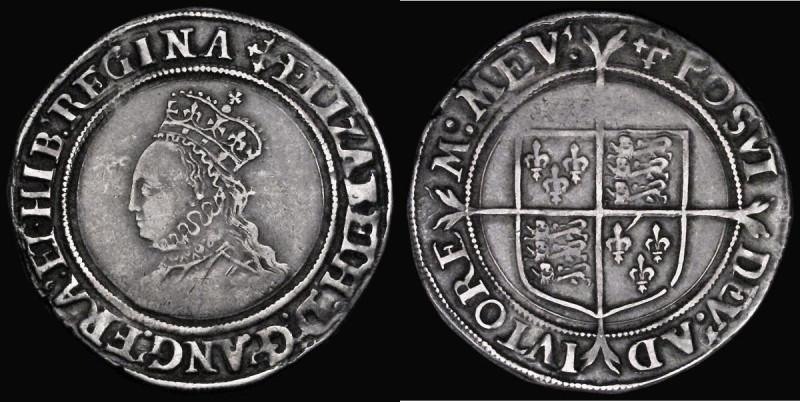 Shilling Elizabeth I Second Issue, Bust 3C, S.2555, Mintmark Cross Crosslet, 6.0...