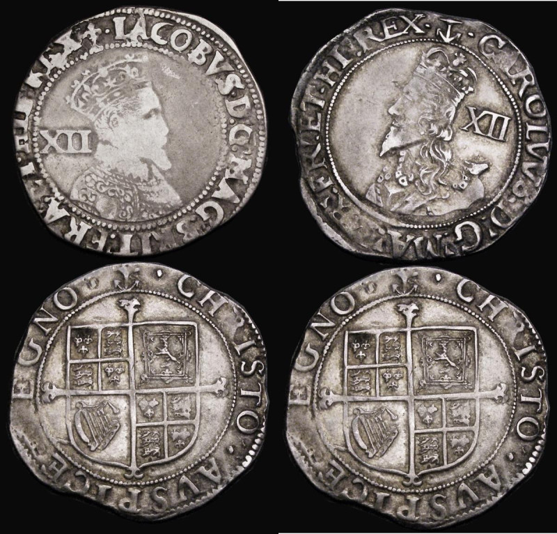 Shillings (2) Charles I Fifth Aberystwyth bust, Group E, type 4.1var, Larger Bus...