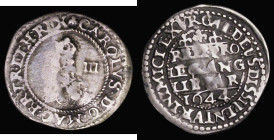 Threepence Charles I Oxford Mint, Reverse: Three Lis over Declaration, S.2994, North 2470, mintmark Lis/-, 1.27 grammes, Good Fine, creased with King'...