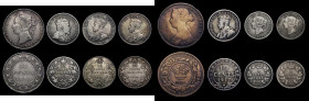 Canada and Provinces (8) comprising Canada (5) 25 Cents (3) 1910 VG, 1911 VF toned, 1918 Good Fine, Five Cents (2) 1885 Small 5 Near Fine, 1899 VG, Ne...