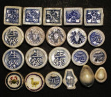 China/Siam Porcelain Gambling Tokens (19) includes 9 different types, and Shell Money (2), around VF to GVF