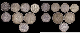 Germany - Empire, Germany - Weimar Republic and Germany - Third Reich (8) comprising Germany - Empire One Mark (5) 1905A KM#14 GVF/VF, 1906F KM#14 Fin...