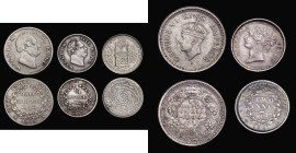 India and India - Princely States (5) India (4) Half Rupee 1835 F incuse on truncation KM#449.3 Near Fine/About Fine, Quarter Rupee (2) 1835 No initia...