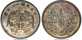 Republic silver Pattern "Dragon & Phoenix" Dollar Year 12 (1923) MS62 NGC, Tientsin mint, KM-Y336, L&M-81, Kann-680, WS-0114. Small characters variety...