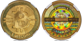 Casascius brass Loaded (Unredeemed) 1 Bitcoin (BTC) 2013 MS67 NGC, Ahonen-pg 94. Total Issued: 8,352. Series 2. Type PF. 28.5mm. Firstbits 1332qQJ9. A...