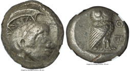 ATTICA. Athens. Ca. 510/500-480 BC. AR tetradrachm (21mm, 17.12 gm, 9h). NGC XF 3/5 - 3/5, scuffs. Head of Athena right, wearing crested Attic helmet,...