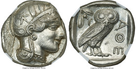 ATTICA. Athens. Ca. 440-404 BC. AR tetradrachm (24mm, 17.21 gm, 6h). NGC MS 5/5 - 4/5. Mid-mass coinage issue. Head of Athena right, wearing earring, ...