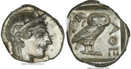 ATTICA. Athens. Ca. 440-404 BC. AR tetradrachm (26mm, 17.20 gm, 10h). NGC MS 5/5 - 4/5. Mid-mass coinage issue. Head of Athena right, wearing earring,...