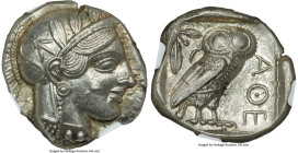 ATTICA. Athens. Ca. 440-404 BC. AR tetradrachm (25mm, 17.20 gm, 10h). NGC MS 5/5 - 4/5. Mid-mass coinage issue. Head of Athena right, wearing earring,...