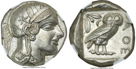 ATTICA. Athens. Ca. 440-404 BC. AR tetradrachm (24mm, 17.19 gm, 6h). NGC MS 5/5 - 4/5. Mid-mass coinage issue. Head of Athena right, wearing earring, ...