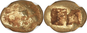 IONIA. Uncertain mint. Ca. 650-600 BC. EL third-stater or trite (13mm, 4.75 gm). NGC XF 4/5 - 4/5. Lydo-Milesian standard. Uncertain blank design / Tw...