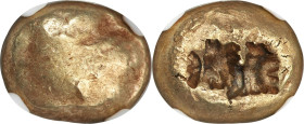 IONIA. Uncertain mint. Ca. 650-600 BC. EL third-stater or trite (12mm, 4.71 gm). NGC XF 3/5 - 4/5. Lydo-Milesian standard. Uncertain blank design / Tw...