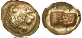 LYDIAN KINGDOM. Alyattes or Walwet (ca. 610-546 BC). EL third-stater or trite (13mm, 4.66 gm). NGC Choice VF 4/5 - 2/5, countermarks. Lydo-Milesian st...