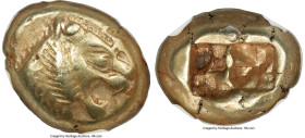 LYDIAN KINGDOM. Alyattes or Walwet (ca. 610-546 BC). EL third-stater or trite (13mm, 4.71 gm). NGC VF 4/5 - 4/5. Lydo-Milesian standard, Sardes, unins...