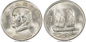 Republic Sun Yat-sen "Junk" Dollar Year 23 (1934) MS65 PCGS, KM-Y345, L&M-110, Kann-624. Desirable grade for this ubiquitous type, nacreous and tinted...