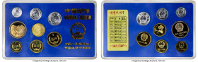 People's Republic 8-Piece Proof Set 1984 UNC, Shenyang mint, KM-PS12. Includes aluminum 1, 2, and 5 Fen, as well as bronze 1, 2, and 5 Jiao, a copper-...