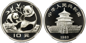 People's Republic silver Proof "Panda" 10 Yuan 1983 PR69 Ultra Cameo NGC, KM67, PAN-11A. The essential first-year issue of the iconic one ounce silver...