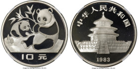 People's Republic silver Proof "Panda" 10 Yuan 1983 PR69 Ultra Cameo NGC, KM67, PAN-11A. A highly collectible and largely elusive date within the silv...