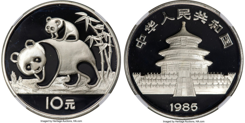 People's Republic silver Proof "Panda" 10 Yuan 1985 PR69 Ultra Cameo NGC, KM114,...