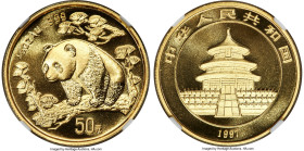 People's Republic gold "Panda - Small Date" 50 Yuan (1/2 oz) 1997 MS70 NGC, KM990, PAN-280A. Small Date. One of the very few representatives of this d...