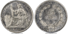 French Colony nickel Specimen Essai Pattern 20 Cents 1937 SP66 PCGS, Paris mint, Lec-232a. Reeded edge. Gleaming Gem example of this test strike, tone...