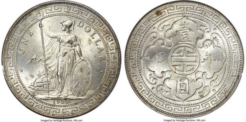 George V Trade Dollar 1929/1-B MS64 PCGS, Bombay mint, KM-T5, Prid-26. A stunner...