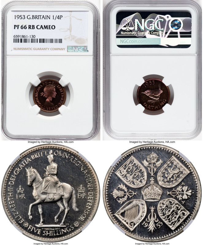 Elizabeth II 10-Piece Certified "Coronation" Proof Set 1953 NGC, 1) Elizabeth II...