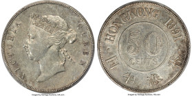 British Colony. Victoria 50 Cents 1891 AU53 PCGS, KM9.1. An always difficult series to collect, especially when approaching Mint State and with as muc...