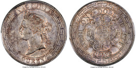 British Colony. Victoria Dollar 1868 AU55 PCGS, Hong Kong mint, KM10, Prid-3, Mars-C41. Well-preserved with mottled toning and considerable residual l...