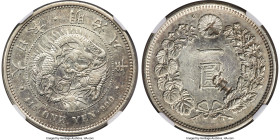 Meiji Yen Year 8 (1875) AU Details (Chopmarked, Cleaned) NGC, Osaka mint, KM-YA25.2, JNDA 01-10. A key date selection showing showing a few reverse ch...