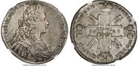 Peter II Rouble 1729 AU53 NGC, Kadashevsky mint, KM182.3, Bit-100. Type of 1728. With star on chest. Quite challenging in this straight-grade conditio...