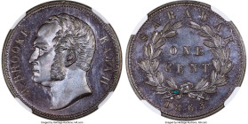 British Protectorate. James Brooke Proof Cent 1863 PR65 Brown NGC, KM3. A minimally available type that we haven't witnessed in Proof since 2018, ther...