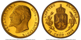 Ferdinand I gold Proof Restrike 20 Leva 1912-Dated PR67 Deep Cameo PCGS, Sofia mint, KM33, cf. Fr-3 (original issue). National Bank issue. HID09801242...