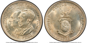 USA Administration "Roosevelt-Quezon" Peso 1936-M MS65 PCGS, Manila mint, KM177. HID09801242017 © 2024 Heritage Auctions | All Rights Reserved