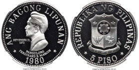 Republic Proof "Ang Bagong Lipunan" 5 Piso 1980-FM PR70 Ultra Cameo NGC, Franklin Mint, KM210.2. HID09801242017 © 2024 Heritage Auctions | All Rights ...
