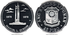Republic silver Proof "Manuel Quezon Centennial" 25 Piso 1978-FM PR70 Ultra Cameo NGC, Franklin mint, KM221. HID09801242017 © 2024 Heritage Auctions |...