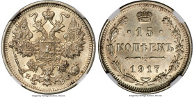 Nicholas II 15 Kopecks 1917-BC MS64 NGC, St. Petersburg mint, KM-Y21a.3. HID09801242017 © 2024 Heritage Auctions | All Rights Reserved