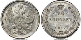 Nicholas II 20 Kopecks 1917-BC MS63 NGC, St. Petersburg mint, KM-Y22a.2. HID09801242017 © 2024 Heritage Auctions | All Rights Reserved