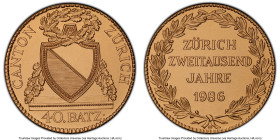 Confederation 3-Piece Certified "Zurich 2000th Anniversary" Medallic Restrike Set 1986-CHI MS70 PCGS, 1) bronze Medal (40 Batzen). Design based on the...