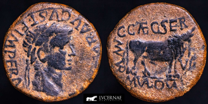 Roman Provincial, Hispania

Tiberius (14 - 37 AD) Bronze As (12,51 g. 27 mm.),...
