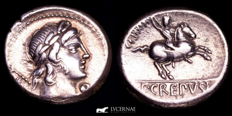 Roman Republic - P. Crepusius. Rome mint, 82 BC. Silver denarius (4.23 g. 17 mm....