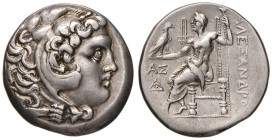 MACEDONIA Alessandro III (336-323 a.C.) Tetradramma (Odessus) Testa di Eracle a d. - R/ Zeus seduto a s. - Price 1158 var. AG (g 16,92) 

qSPL
