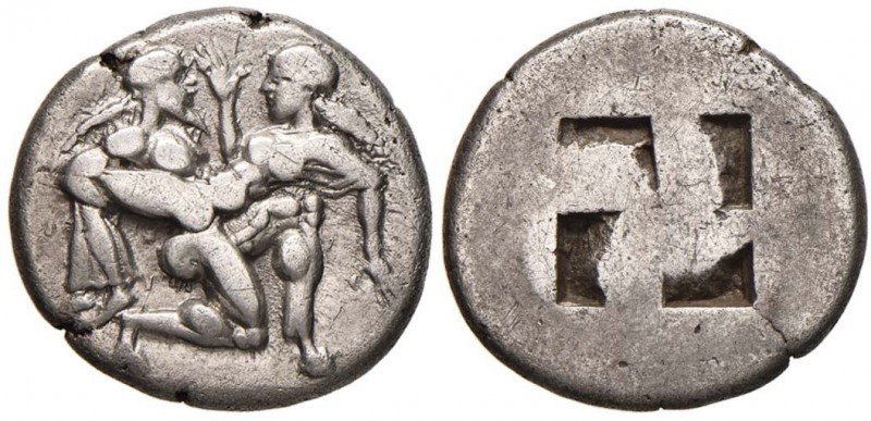 ISOLE DELLA TRACIA Thasos - Statere (500-480 a.C.) Satiro con ninfa - R/ Quadrat...