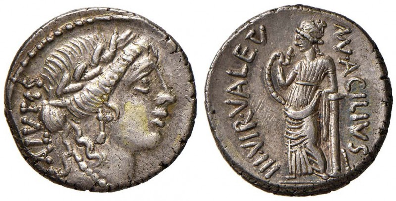 Acilia - Man. Acilius Glabrio - Denario (49 a.C.) Testa della Salute a d. - R/ L...