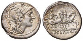 Claudia - Ap. Claudius Pulcher - Denario (111-110 a.C.) Testa di Roma a d. - R/ La Vittoria su triga - B. 2; Cr. 299/1a AG (g 3,94) 

SPL